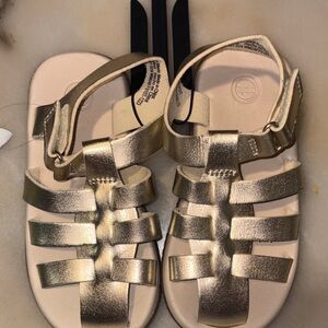 Metallic Strappy Gladiator Sandals - Gold